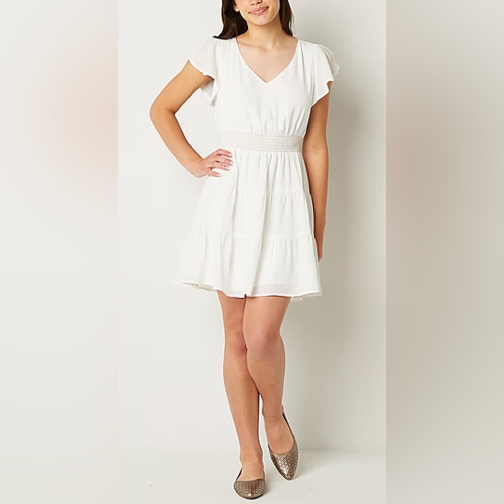 Emerald Sundae Juniors Short Sleeve Fit + Flare Dress